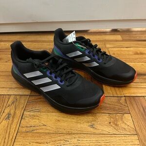 NWT Adidas Runfalcon Black and Silver Athletic Running Sneakers - Shoe Size 12